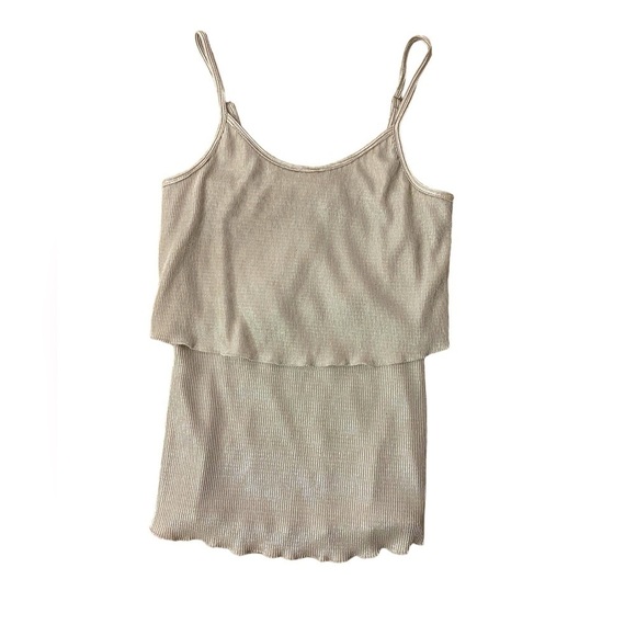 Tops - Ribbed Layered Metallic Top Size Small - HSH 1539